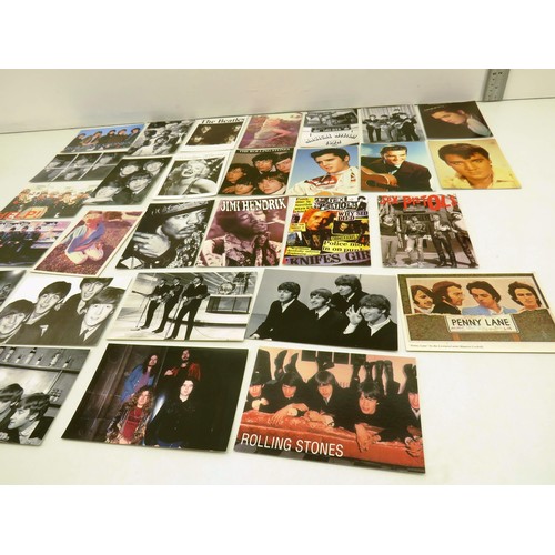 229 - POSTCARD COLLECTION- BEATLES, ELVIS, ROLLING STONES- APPROXIMATELY 30