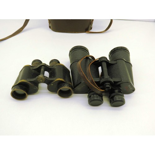 373 - VINTAGE MILITARY MKII BINOCULARS AND PACIFIC 10 x 50 BINOCULARS WITH CARRY CASE