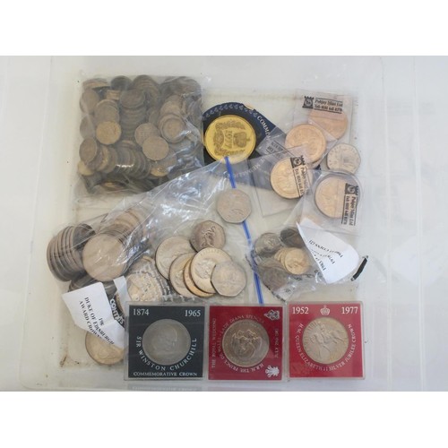 176 - JOB LOT OF GB COINAGE TO INCLUDE CROWNS, THREE PENCES ETC