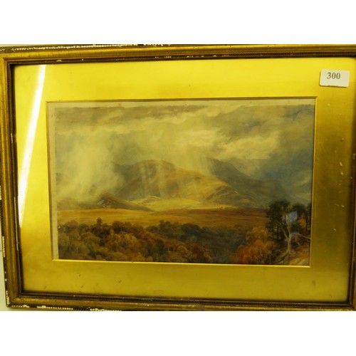 300 - WATERCOLOUR LANDSCAPE PICTURE AND FRAMED PORTRAIT PICTURE- 1876