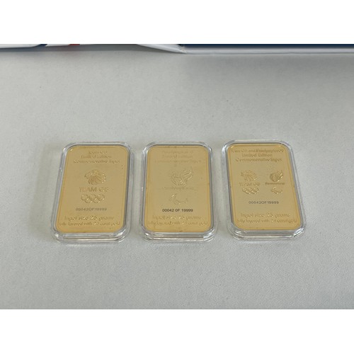 182 - LIMITED EDITION COMMEMORATIVE INGOT SERIES - TEAM GB AND PARALYMPICSGB GOLDEN LAYERED INGOT SET - A ... 