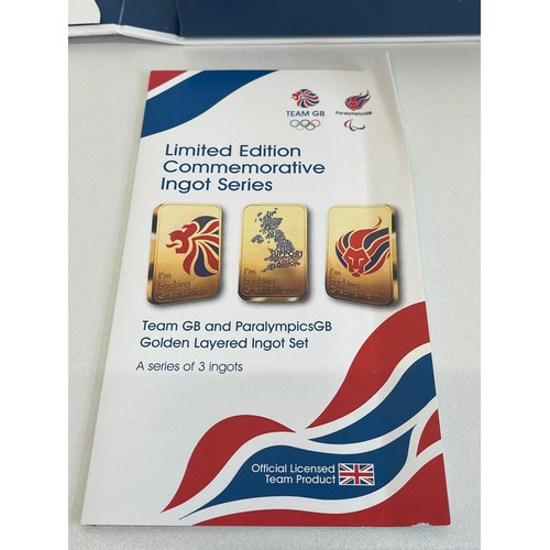 182 - LIMITED EDITION COMMEMORATIVE INGOT SERIES - TEAM GB AND PARALYMPICSGB GOLDEN LAYERED INGOT SET - A ... 