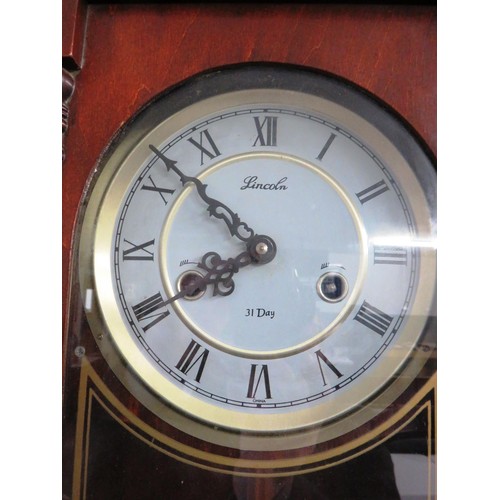 138 - LINCOLN THIRTY ONE DAY WALL CLOCK KEY WIND