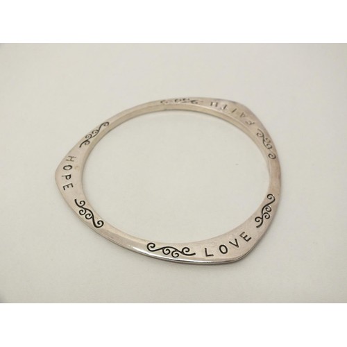 369 - 925 SILVER LOVE, HOPE AND FAITH BANGLE