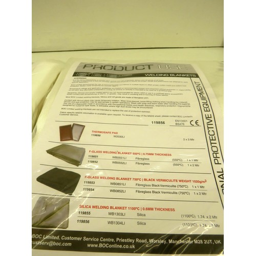 308 - 2 x PROTECTIVE EQUIPMENT F-GLASS WELDING BLANKET 500c- 0.75MM THICKNESS