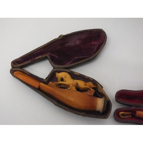 204 - THREE VINTAGE MEERSCHUM PIPES