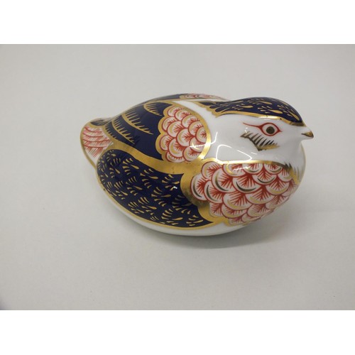 219 - ROYAL CROWN DERBY BIRD WITH GOLD STOPPER