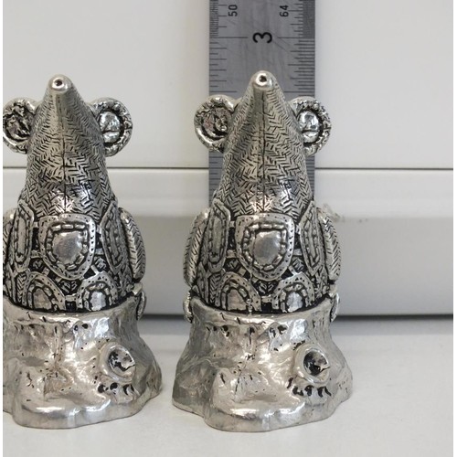 246 - CLANGERS PEWTER MICE SALT AND PEPPER BOXED CRUET- 2002 OLIVER POSTAGE AND PETER FIRMAN