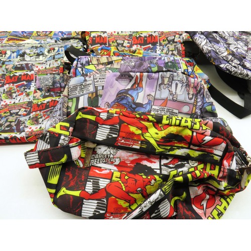 327 - 14 x VARIOUS SUPER HERO BAGS, SPIDERMAN, BATMAN, FLASH, SUPERMAN