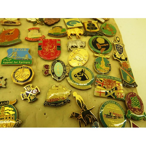 293 - JOBLOT OF ASSORTED BADGES- ADVERTISING, CHARITY, BIRDS AND ANIMALS