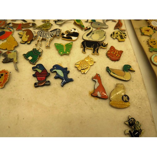 293 - JOBLOT OF ASSORTED BADGES- ADVERTISING, CHARITY, BIRDS AND ANIMALS