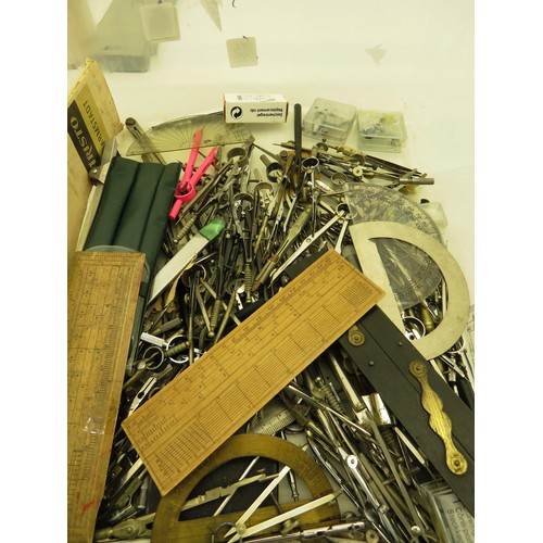 295 - JOB LOT OFF VINTAGE WRITING DESK ACCESSORIES, COMPASSES, RULERS ETC