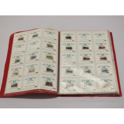 261 - FOLDER CONTAINING 1-56 BADGES FOR WOKING RAILWAY ORPHANAGE - MEDALS OF THE WORLD TEA CARDS ETC