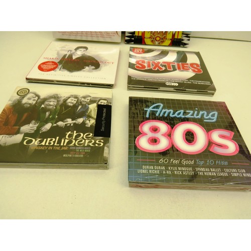 15 - 6 x BRAND NEW CD BOX SETS - 80'S, JUKEBOX LEGENDS, 60'S DUBLINERS LOVE SONGS, SHAKING STEVENS TOTAL ... 