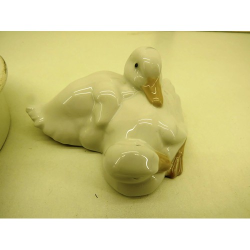 29 - TWO NAO DUCKS, ANTIQUE CERAMIC BABY DISH & TRUE LOVE LADY ORNAMENT