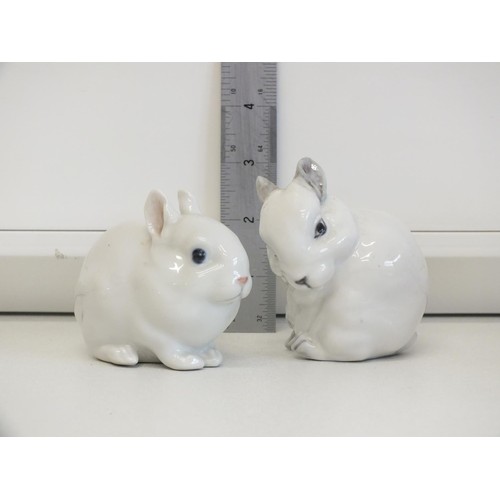 75 - PAIR OF ROYAL COPENHAGEN WHITE RABBITS No249 and 4205 APPROXIMATE HEIGHT 6CM