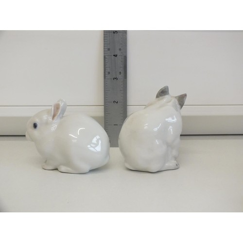 75 - PAIR OF ROYAL COPENHAGEN WHITE RABBITS No249 and 4205 APPROXIMATE HEIGHT 6CM