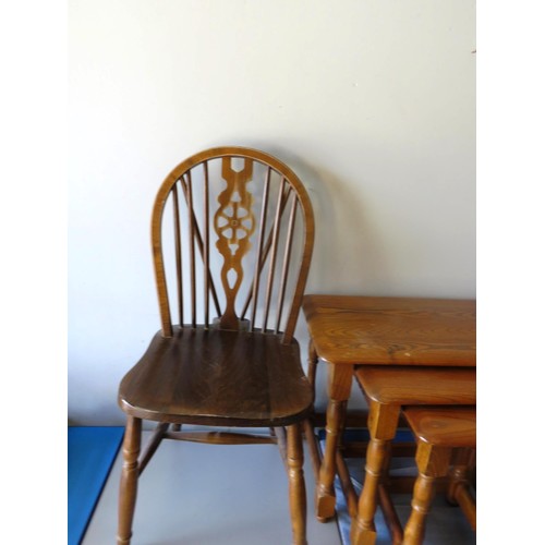 95 - TWO VINTAGE CHAIRS INCLUDES WHEELBACK A AND NEST OF TABLES