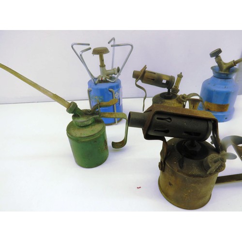 96 - COLLECTION OF BLOW LAMP AND OIL CANS ETC