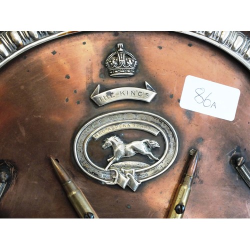 86A - LARGE MILITARY INTER COMPANY SHOOTING SHIELD- THE KINGS REGIMENT, WITH SOLID SILVER SHIELD MOUNTS AP... 