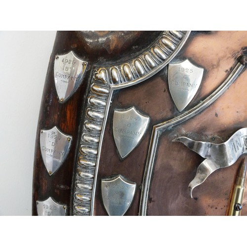 86A - LARGE MILITARY INTER COMPANY SHOOTING SHIELD- THE KINGS REGIMENT, WITH SOLID SILVER SHIELD MOUNTS AP... 