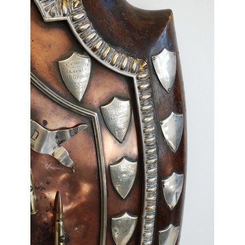 86A - LARGE MILITARY INTER COMPANY SHOOTING SHIELD- THE KINGS REGIMENT, WITH SOLID SILVER SHIELD MOUNTS AP... 