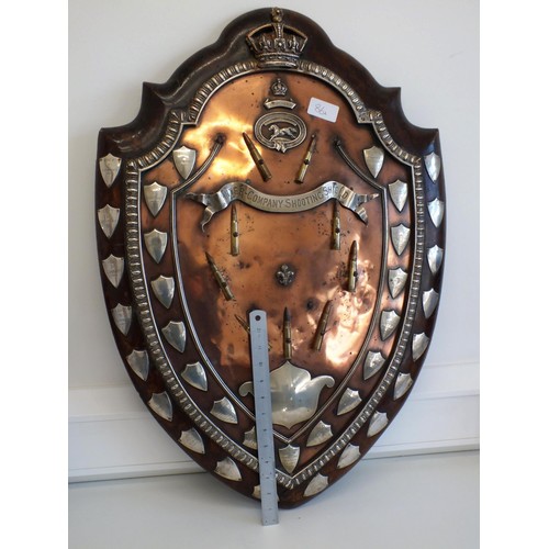 86A - LARGE MILITARY INTER COMPANY SHOOTING SHIELD- THE KINGS REGIMENT, WITH SOLID SILVER SHIELD MOUNTS AP... 