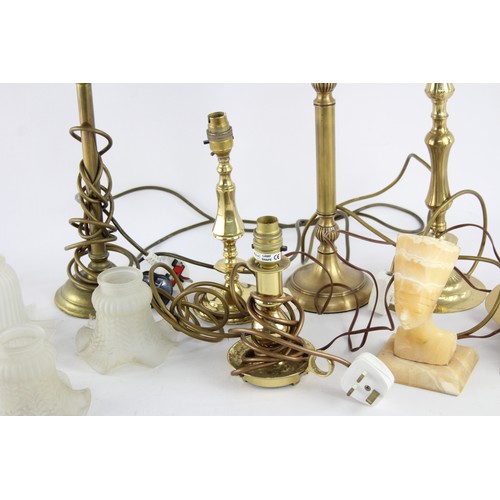 613 - Job Lot Assorted Vintage Lamps Inc Stone, Marble, Brass Etc