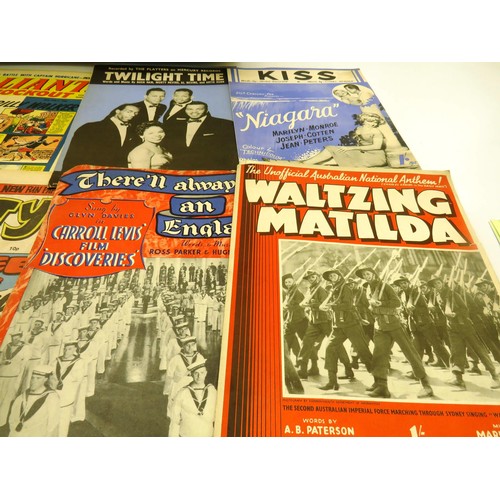 37 - LARGE COLLECTION OF VINTAGE SHEET MUSIC AND COMICS