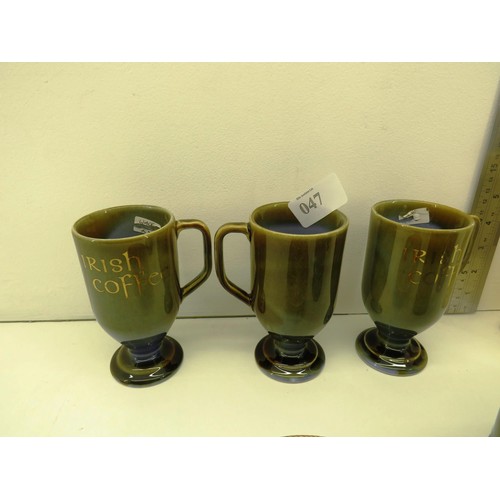 47 - 2 x WADE MUSICALTANKWARDS, THREE WADE IRISH  COFFEE CUPS, WADE 1960'S WAGON TRAIL DISH, 1940'S WADE ... 