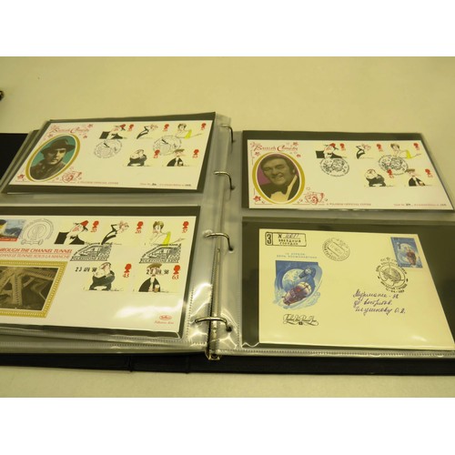 105 - 4 x STAMP ALBUMS FULL OF STOCK AND BOX OF STAMPS AND CARDS