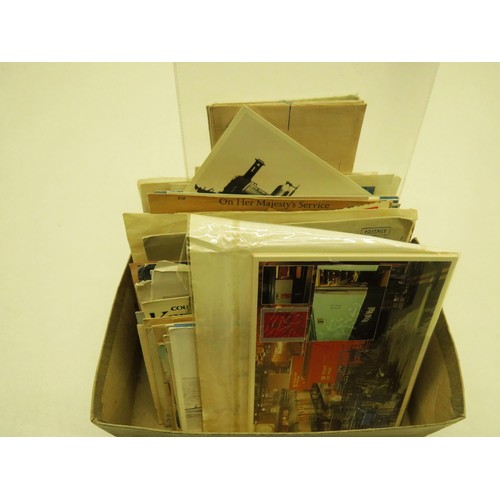 105 - 4 x STAMP ALBUMS FULL OF STOCK AND BOX OF STAMPS AND CARDS