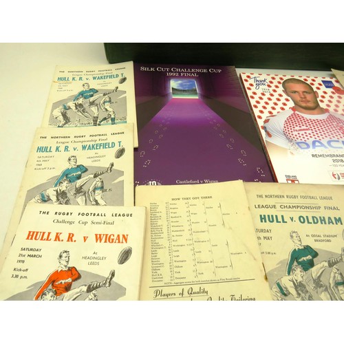 107 - BOX OF VARIOUS RUGBY PROGRAMMES, GB NEW ZEALAND, RUGBY WORLD CUP, SILK CUP, WORLD CUP AND MAY MORE