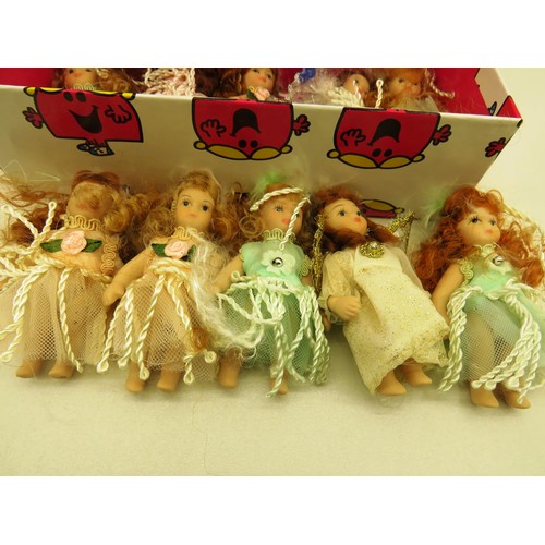 144 - BOX OF MINIATURE PORCELAIN DOLLS