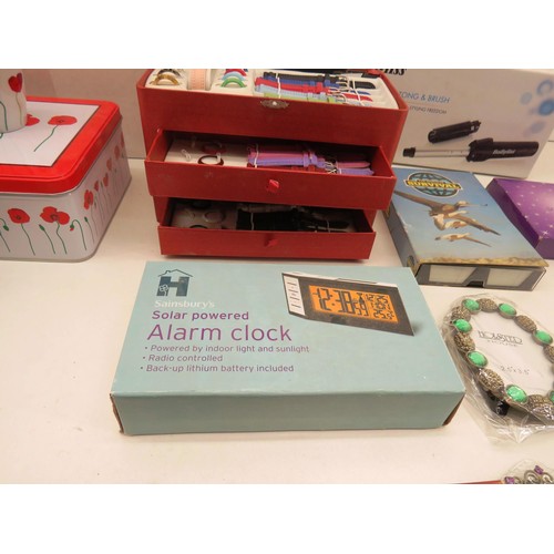 351 - BOX OF MISCELLANEOUS INCLUDES BABYLISS TONGS, WATCH STRAP SET, NEW TOASTER ETC