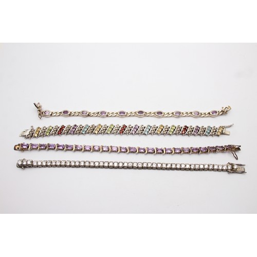 601 - X 4 .925 Gemstone Tennis Bracelets (82g)