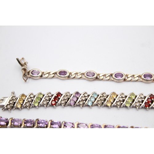 601 - X 4 .925 Gemstone Tennis Bracelets (82g)