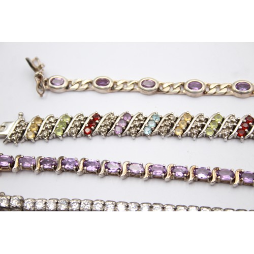 601 - X 4 .925 Gemstone Tennis Bracelets (82g)