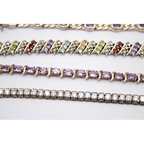 601 - X 4 .925 Gemstone Tennis Bracelets (82g)