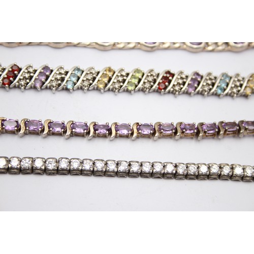 601 - X 4 .925 Gemstone Tennis Bracelets (82g)