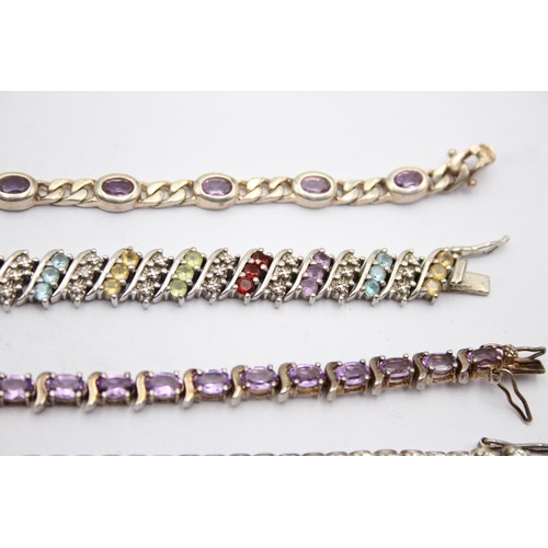 601 - X 4 .925 Gemstone Tennis Bracelets (82g)