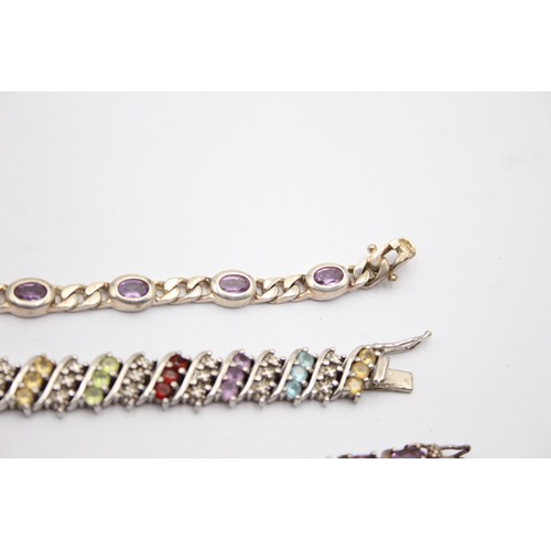 601 - X 4 .925 Gemstone Tennis Bracelets (82g)