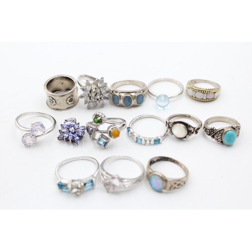 604 - X 14 .925 Gemstone Rings (63g)