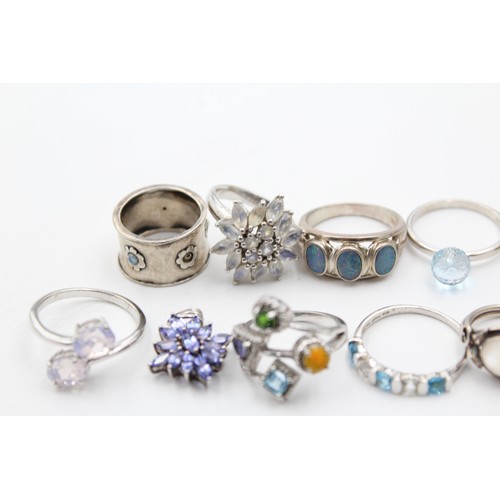 604 - X 14 .925 Gemstone Rings (63g)