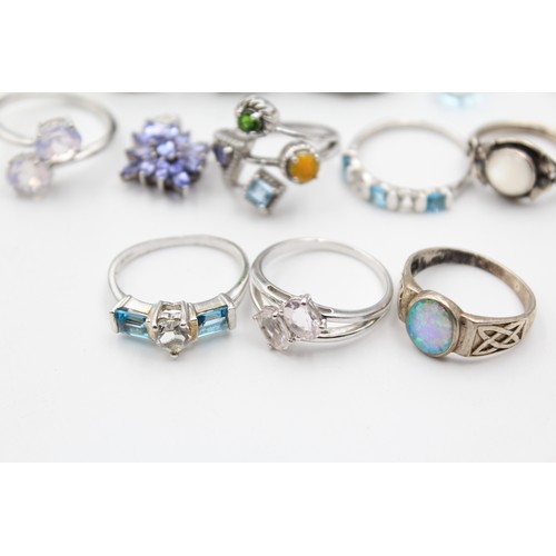 604 - X 14 .925 Gemstone Rings (63g)