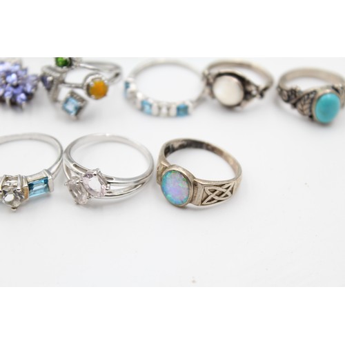 604 - X 14 .925 Gemstone Rings (63g)