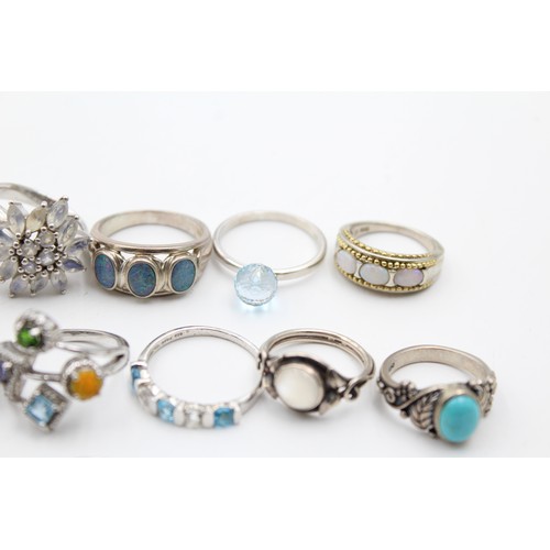 604 - X 14 .925 Gemstone Rings (63g)