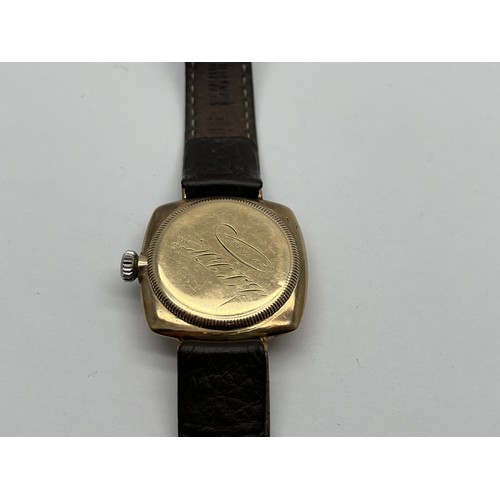 65A - GENTS 9ct GOLD ROLEX OYSTER WATCH c1930's
32mm TONNEAU SHAPED CASE WITH WHITE DIAL AND BLACK HANDS A... 