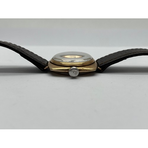 65A - GENTS 9ct GOLD ROLEX OYSTER WATCH c1930's
32mm TONNEAU SHAPED CASE WITH WHITE DIAL AND BLACK HANDS A... 