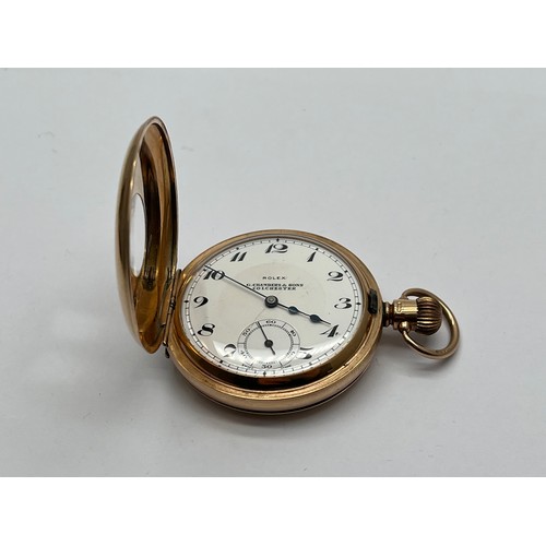 65B - GENTS 9ct GOLD HALF HUNTER POCKET WATCH BY 'ROLEX'
50mm CASE DIAMETER - HAND WOUND 17 JEWEL MOVEMENT... 